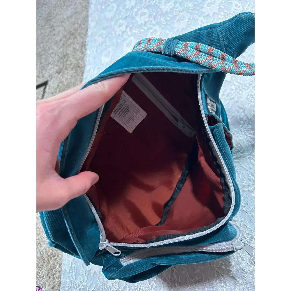KAVU Teal Corduroy Sling Rope Crossbody Backpack Hiking Gorpcore Utility